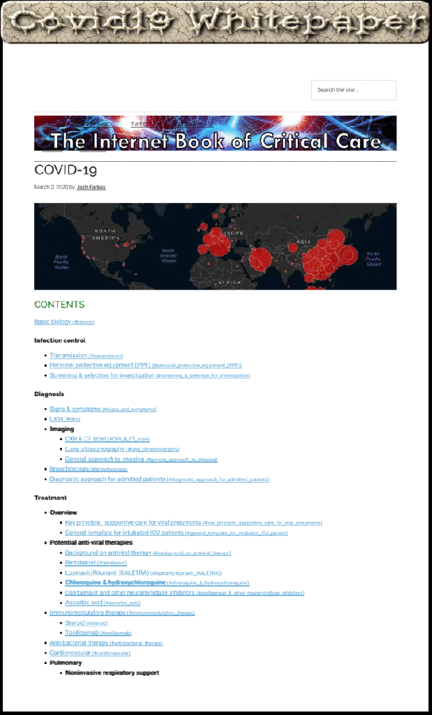 Covid19 info by emcrit essential coronavirus whitepaper