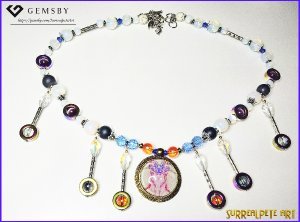 Dance of Eros  artjewel pendant on handmade beaed necklace